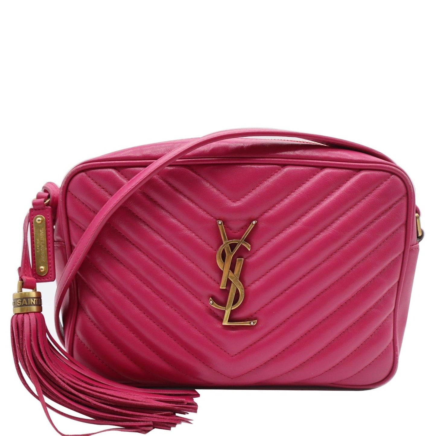Saint Laurent Lou Leather Red Crossbody Style 2
