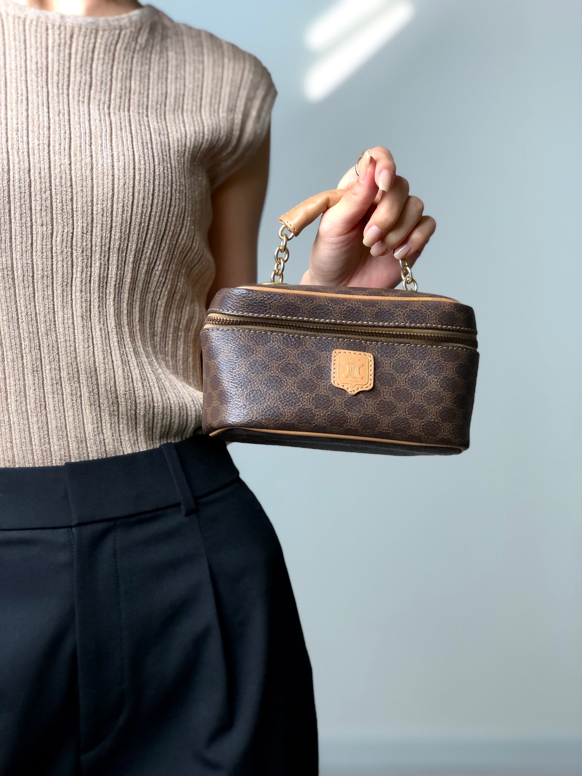 CELINE Handbag Vanity bag Brown rd6s42