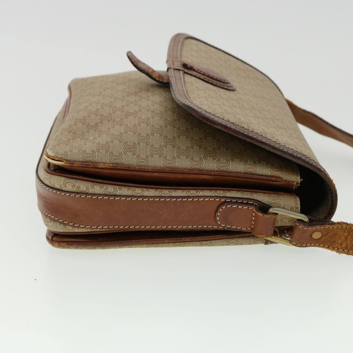 Luxury CELINE Macadam Canvas Shoulder Bag Beige ki2254