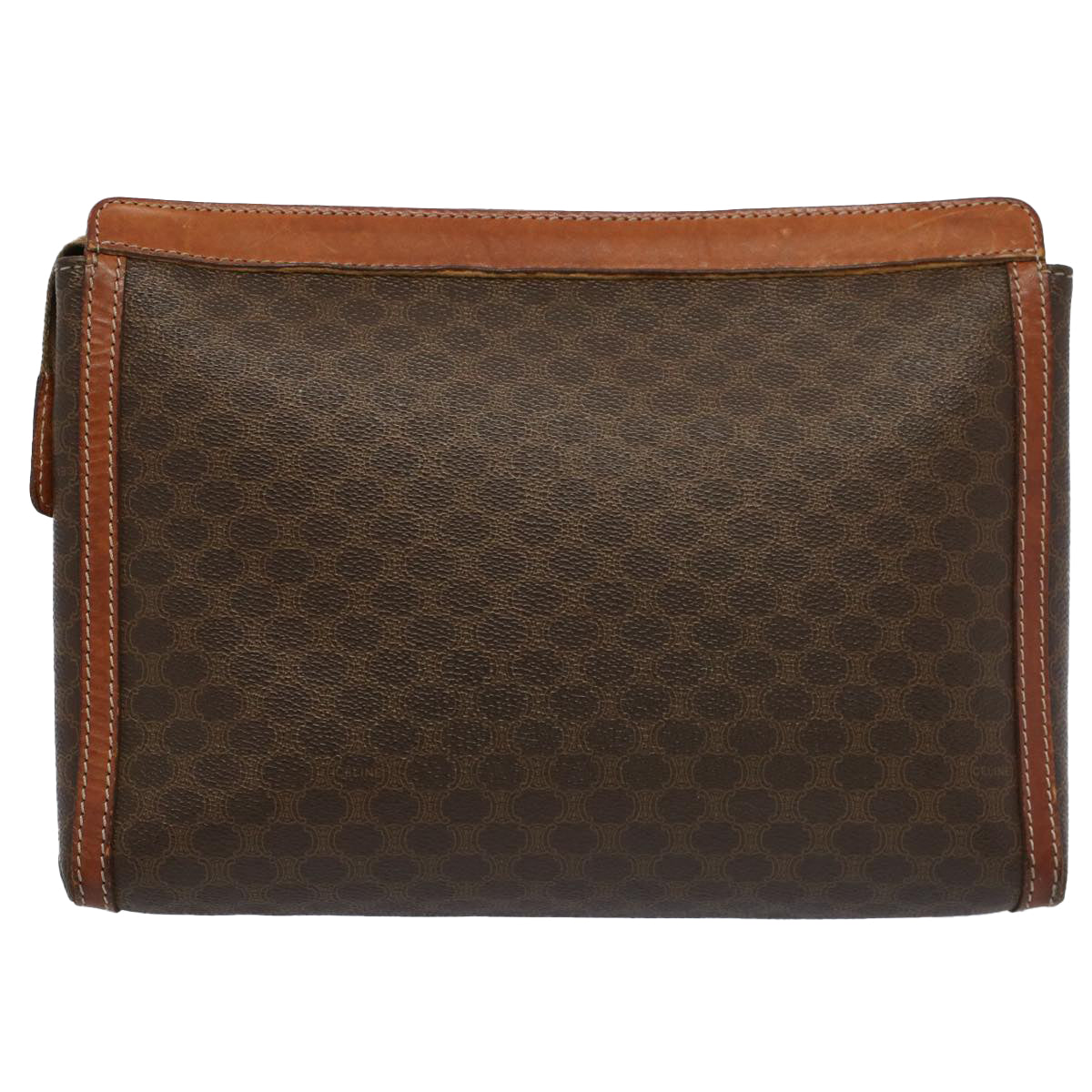 Luxury CELINE Macadam Canvas Clutch Bag PVC Leather Brown ki3409