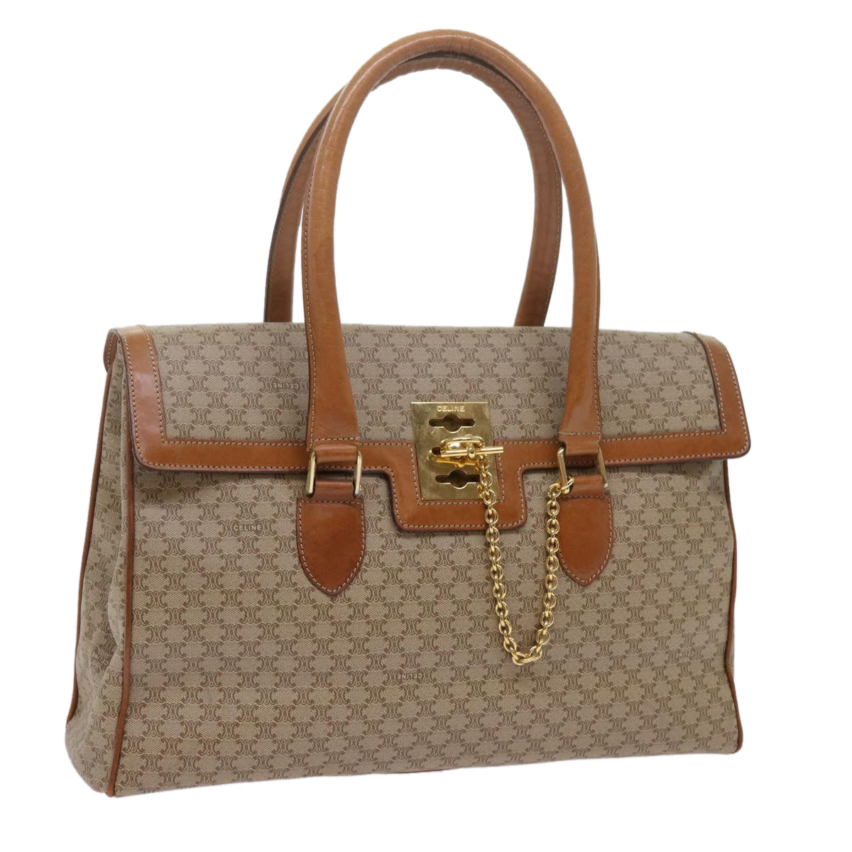 Luxury CELINE Macadam Canvas Hand Bag Beige ki3925