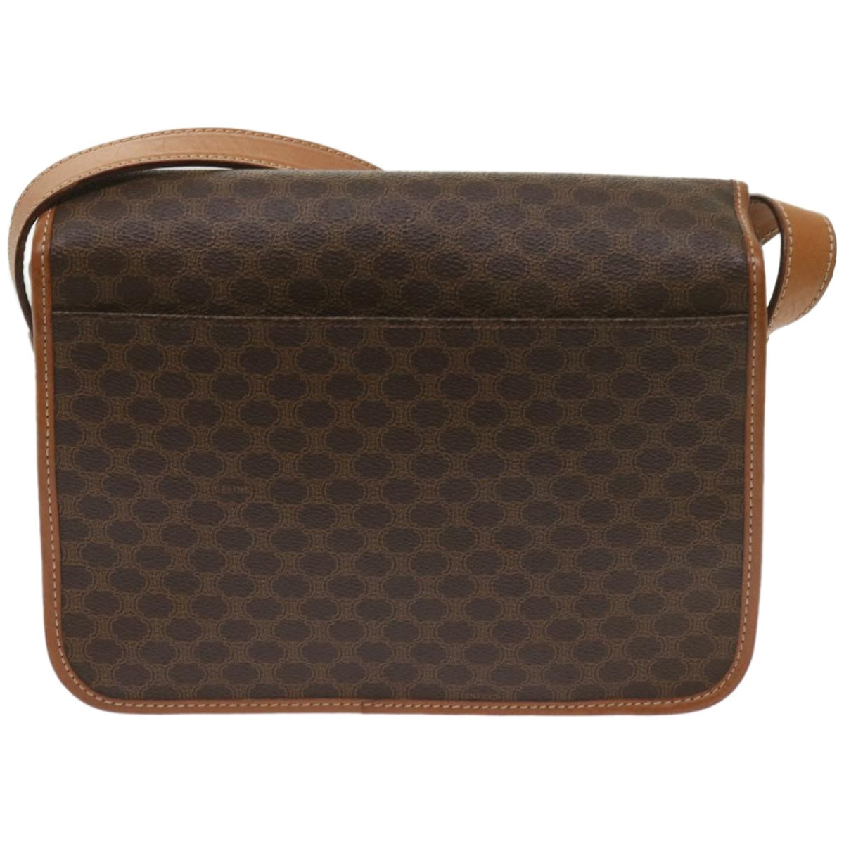 Luxury CELINE Macadam Canvas Shoulder Bag PVC Leather Brown ki4109