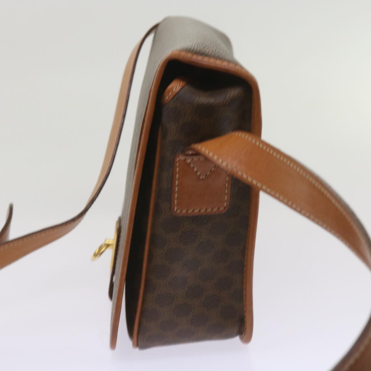 Luxury CELINE Macadam Canvas Shoulder Bag PVC Leather Brown ki4109