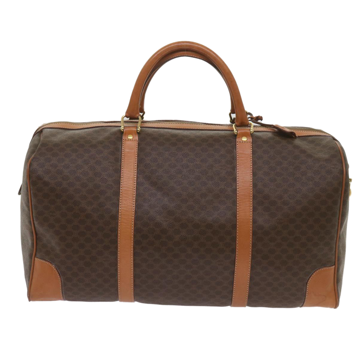 Luxury CELINE Macadam Canvas Boston Bag PVC Brown ki4225