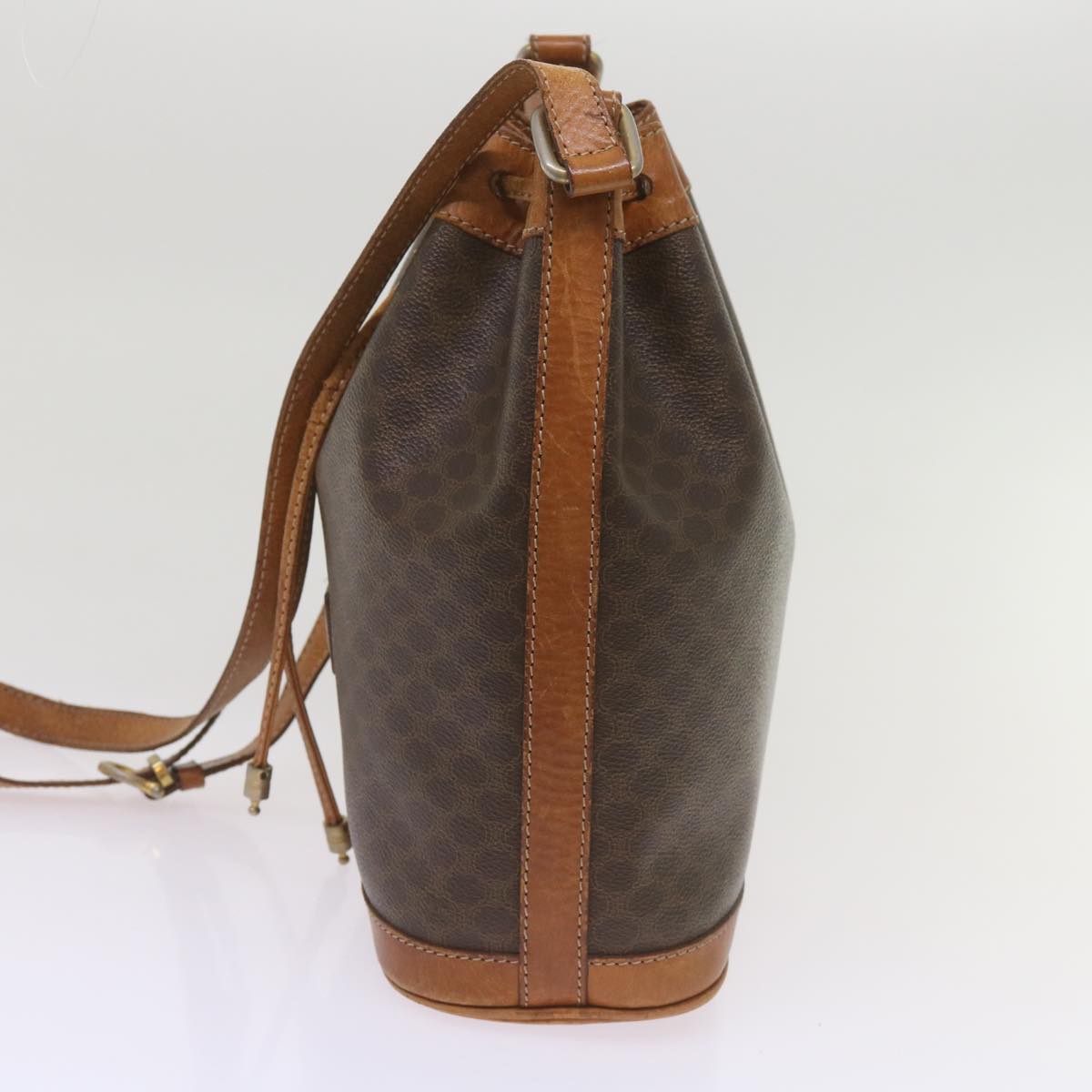 Luxury CELINE Macadam Canvas Shoulder Bag PVC Leather Brown ki4237
