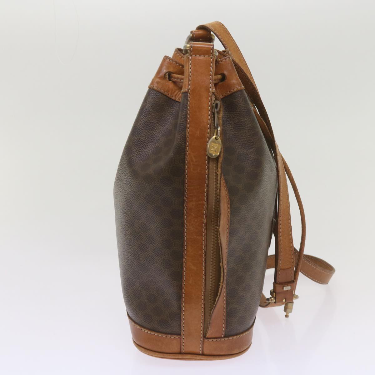 Luxury CELINE Macadam Canvas Shoulder Bag PVC Leather Brown ki4237