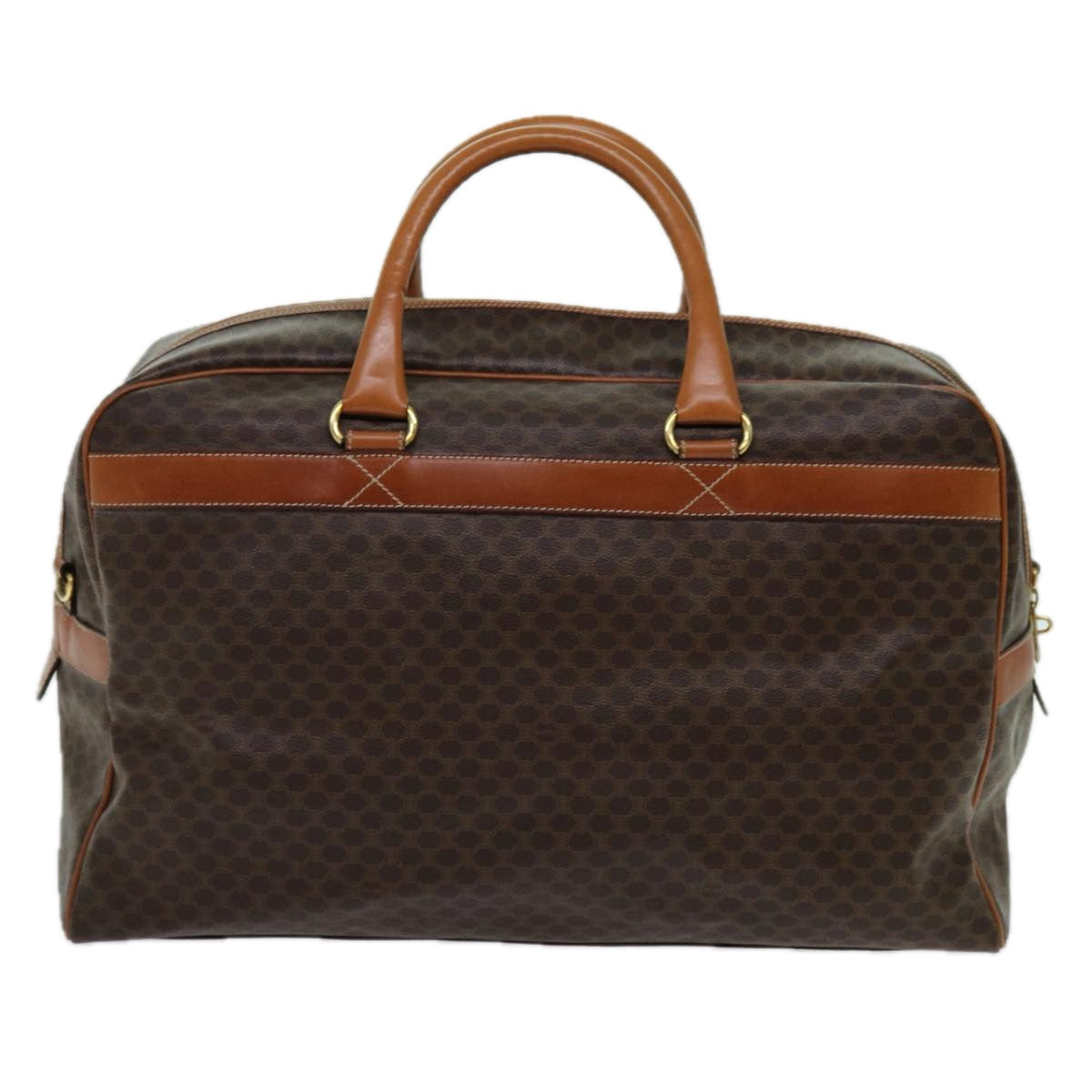 Luxury CELINE Macadam Canvas Boston Bag PVC 2way Brown ki4248