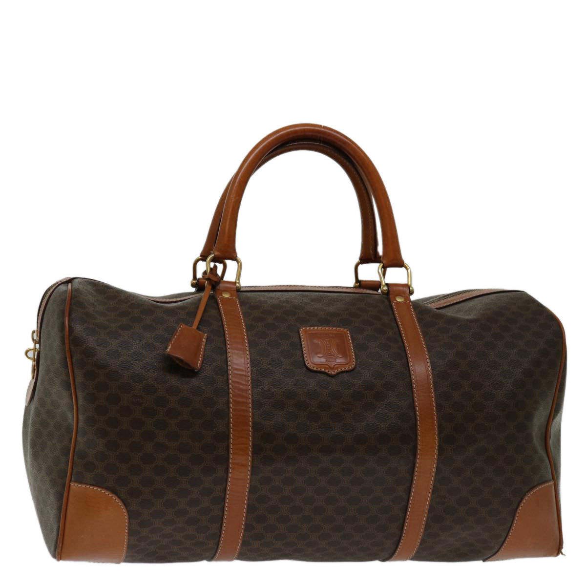Luxury CELINE Macadam Canvas Boston Bag PVC Brown ki4266