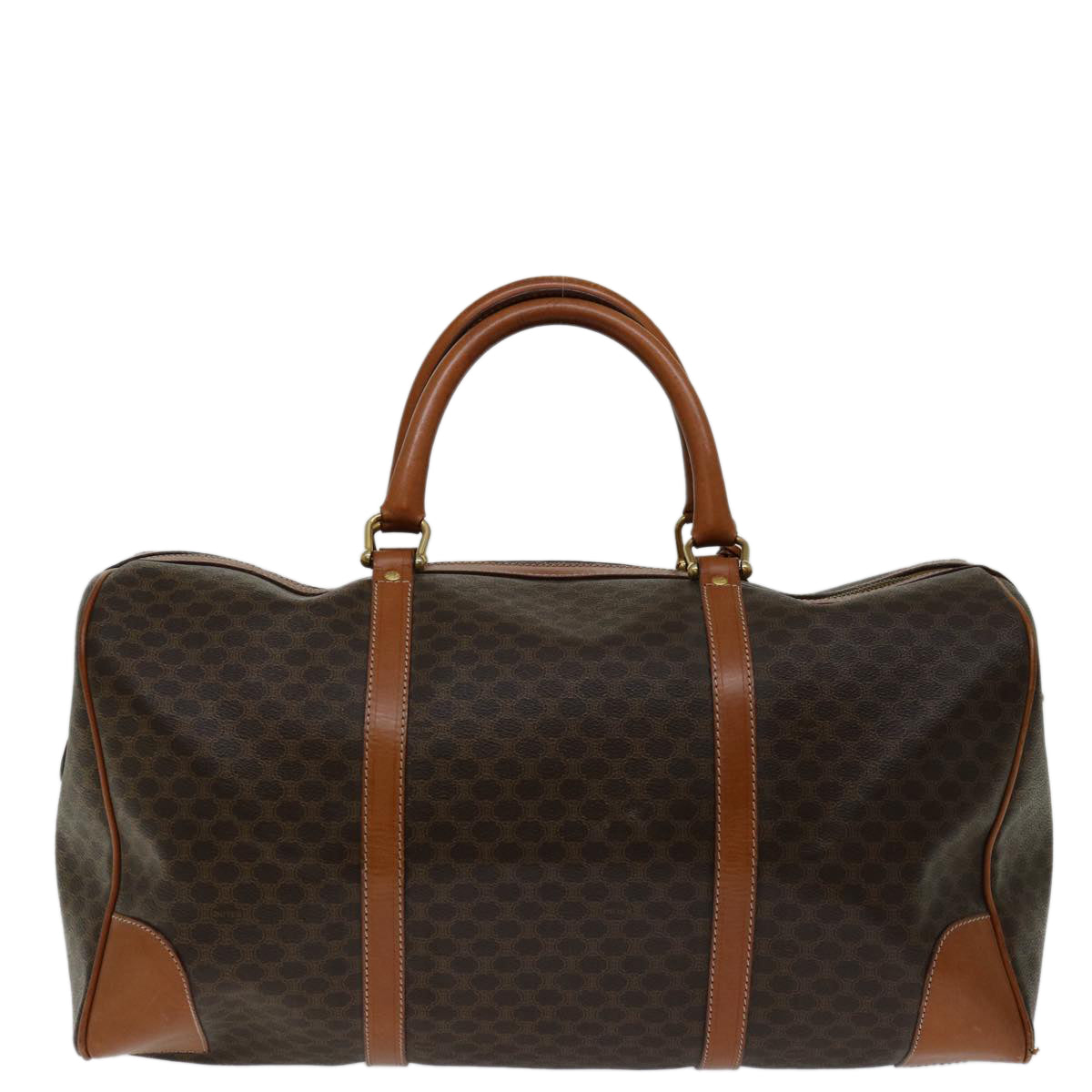 Luxury CELINE Macadam Canvas Boston Bag PVC Brown ki4266