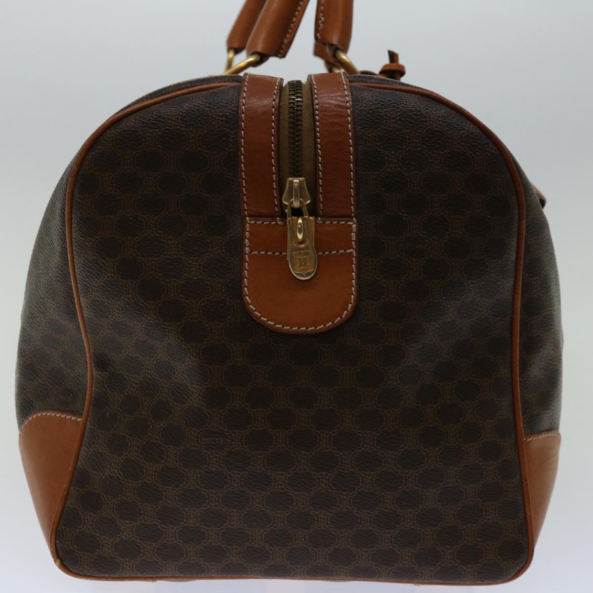 Luxury CELINE Macadam Canvas Boston Bag PVC Brown ki4266