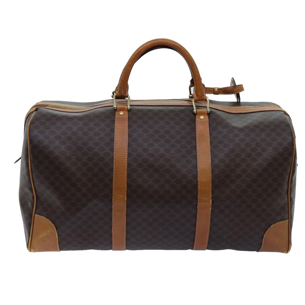 Luxury CELINE Macadam Canvas Boston Bag PVC Brown ki4386