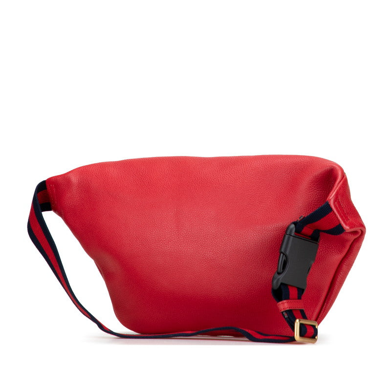 Gucci Logo Print Shearling Line Leather Waist Bag