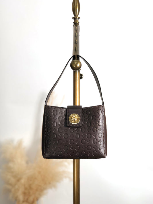 CELINE Turn Lock Small Handbag Brown 2h8bw4