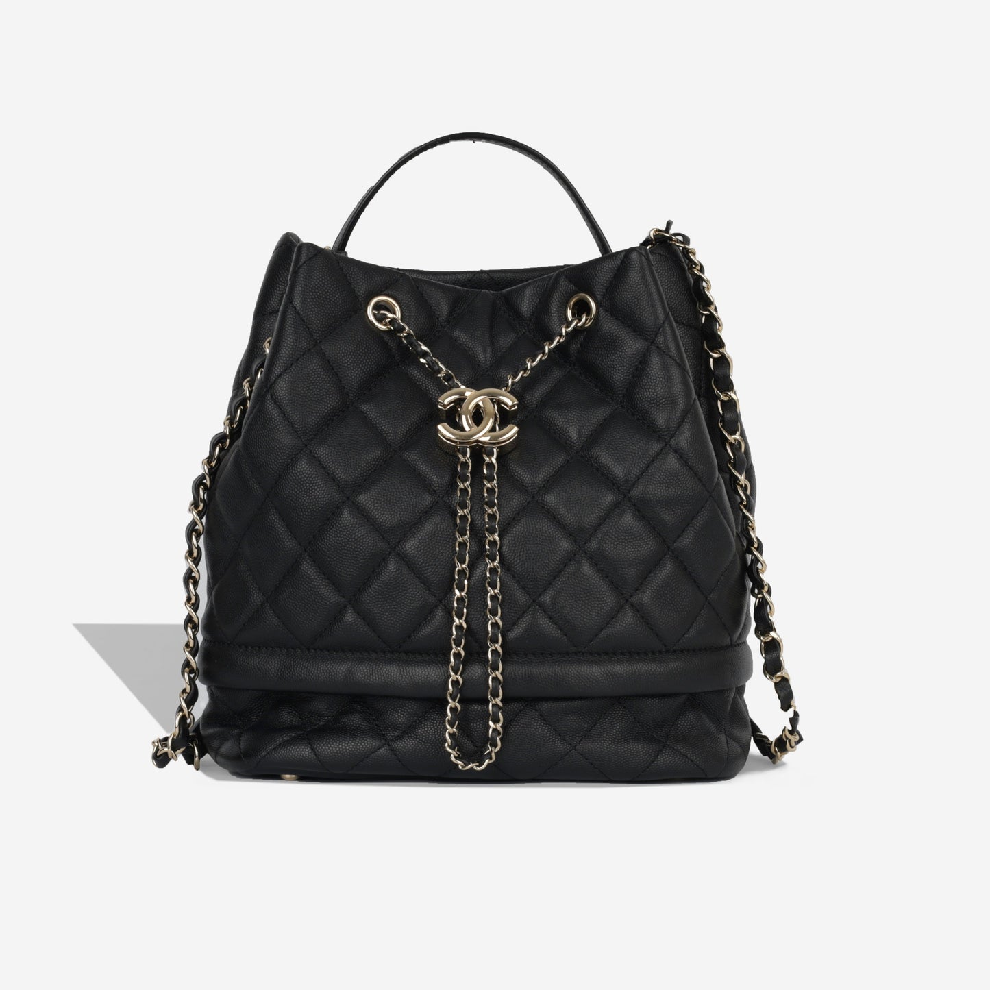 Chanel Quilted Bucket Bag - Black Caviar