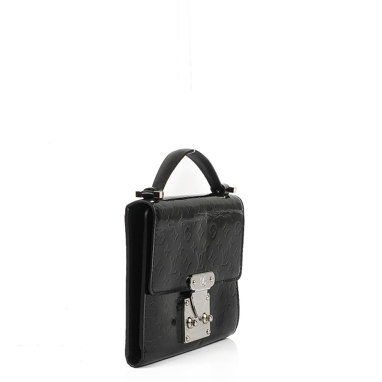 Louis Vuitton Black Mini Monogram Glace Anouchka PM Clutch Bag