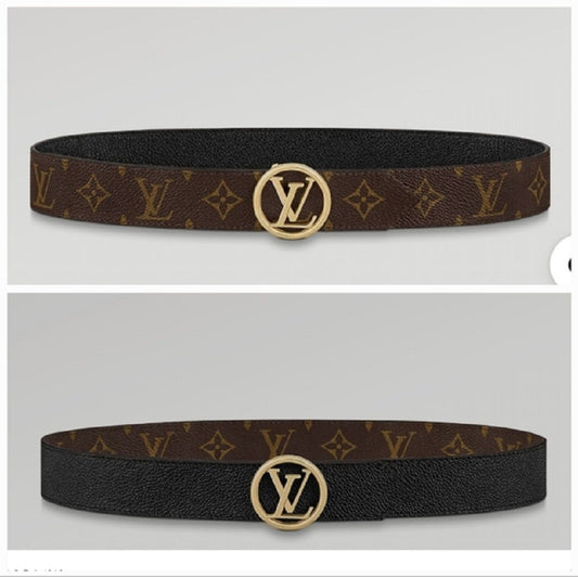Louis Vuitton Circle Reversible Canvas and Leather Belt 85