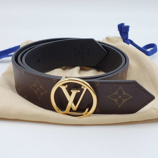 Louis Vuitton Circle Reversible Canvas and Leather Belth 85