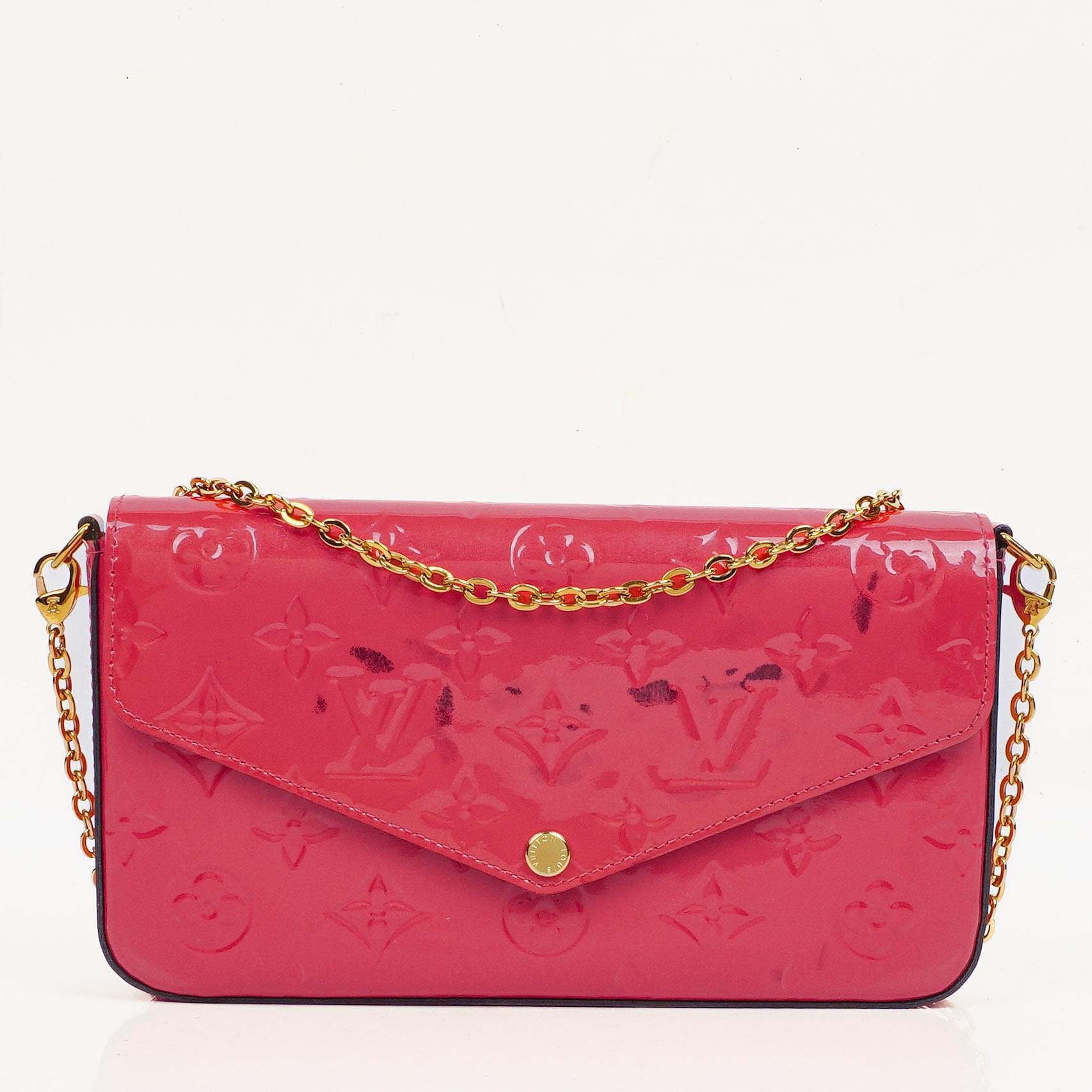 Louis Vuitton Hot Pink Vernis Chain Wallet Felicie Pochette