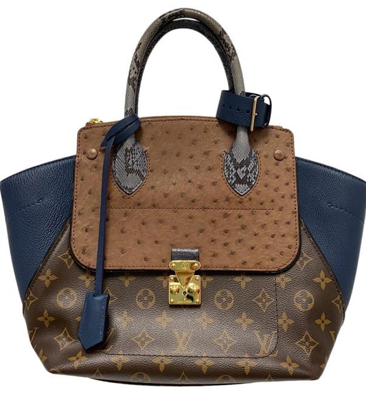 Louis Vuitton Majestuex Tote Leather Ostrich Blue Python Satchel