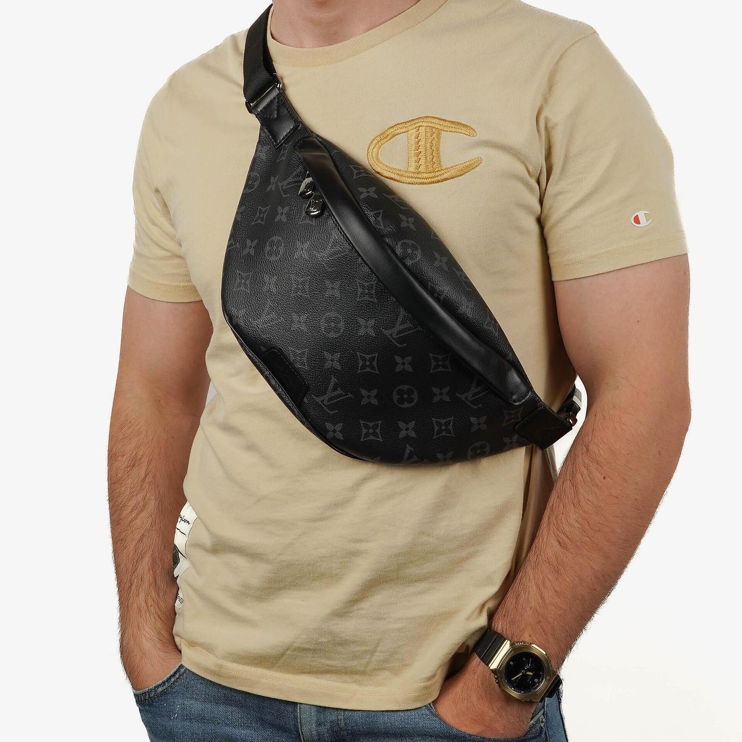 Louis Vuitton Discovery Bumbag PM In Monogram Eclipse Coated Canvas Belt Crossbody Bag