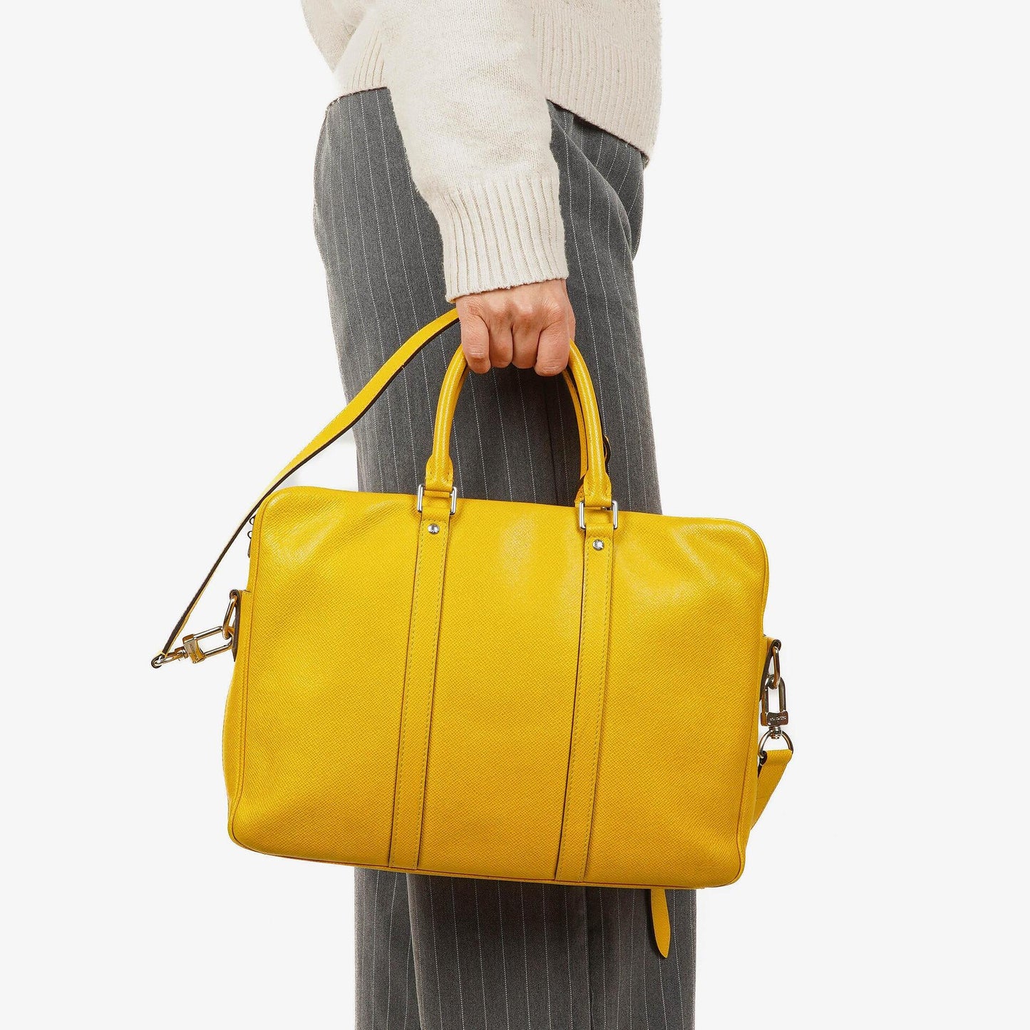 Louis Vuitton Porte Documents Voyage Yellow Altair Taiga Leather Briefcase