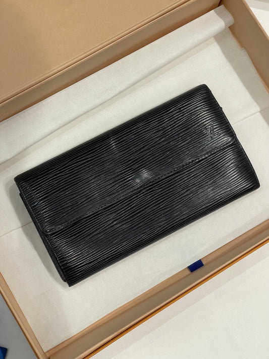 Louis Vuitton - portefeuille cuir épi noir