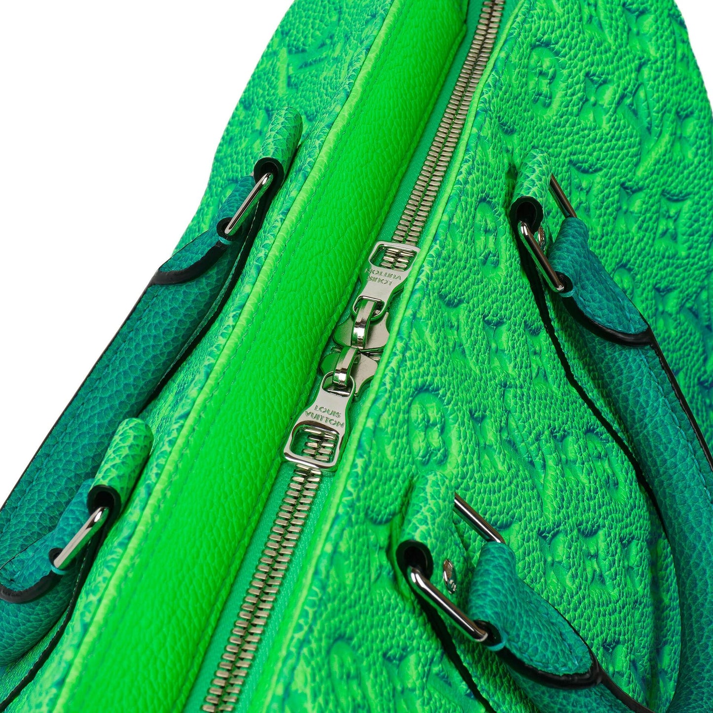 Louis Vuitton Taurillon Illusion Keepall Tote Monogram Bleu Vert