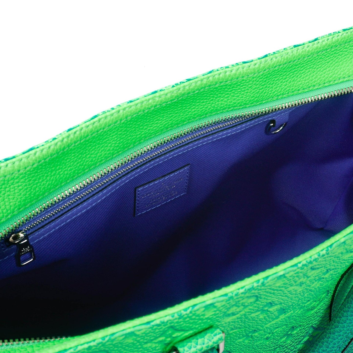Louis Vuitton Taurillon Illusion Keepall Tote Monogram Bleu Vert