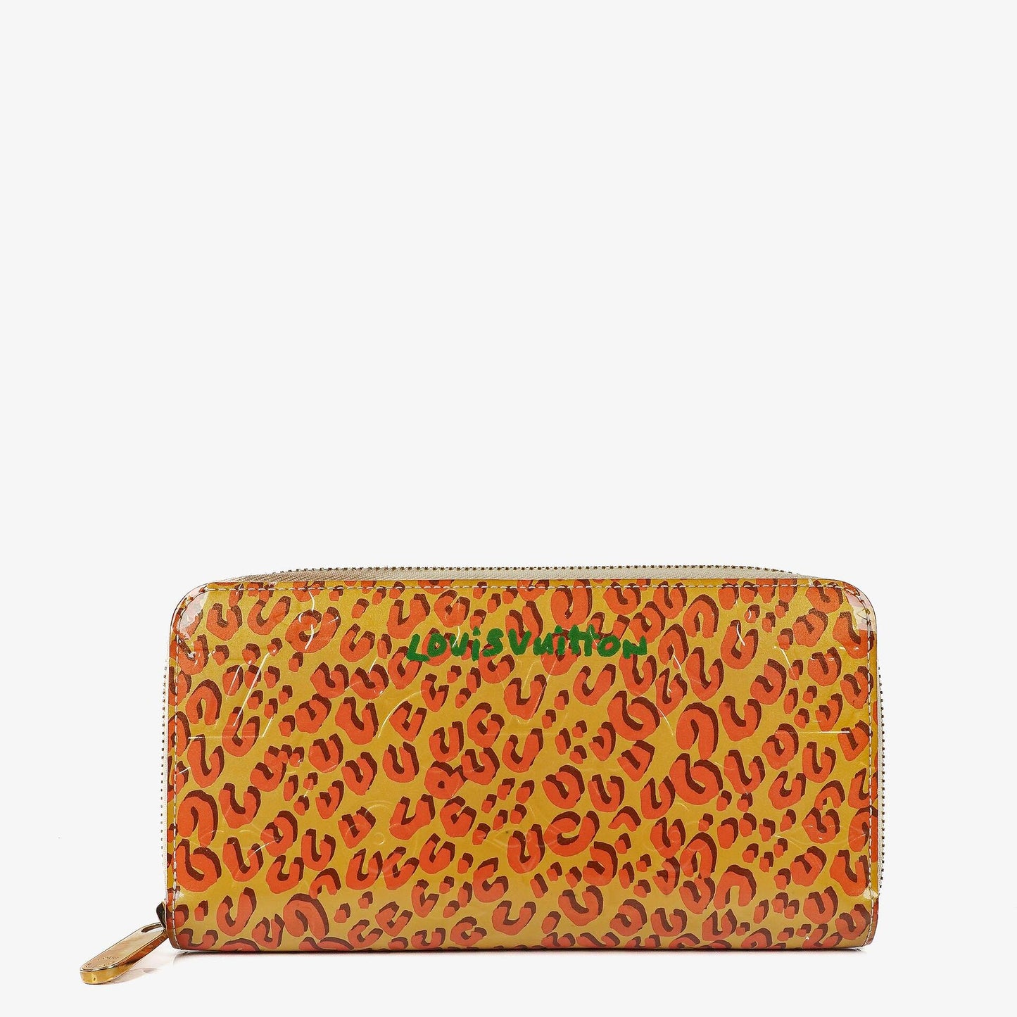 Louis Vuitton Zippy Leopard Print Vernis Blanc Corail Wallet