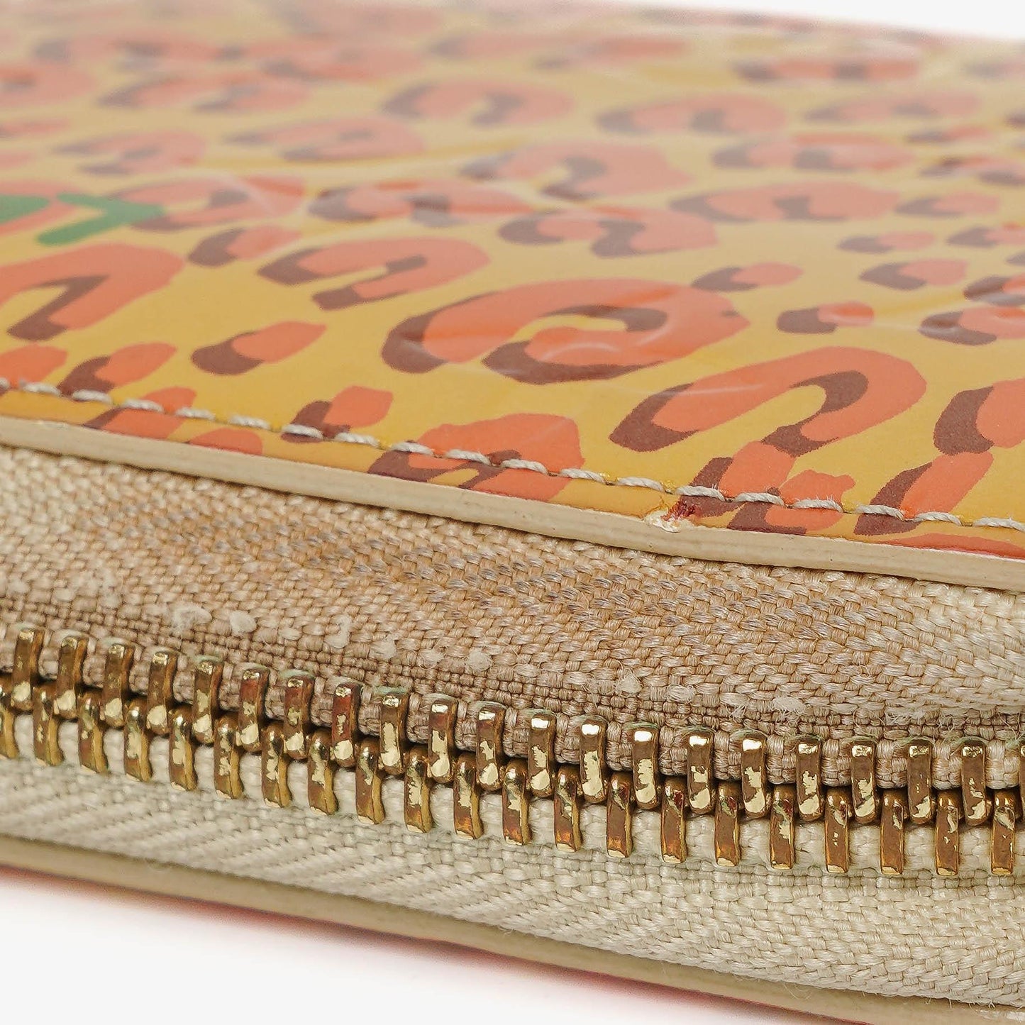 Louis Vuitton Zippy Leopard Print Vernis Blanc Corail Wallet