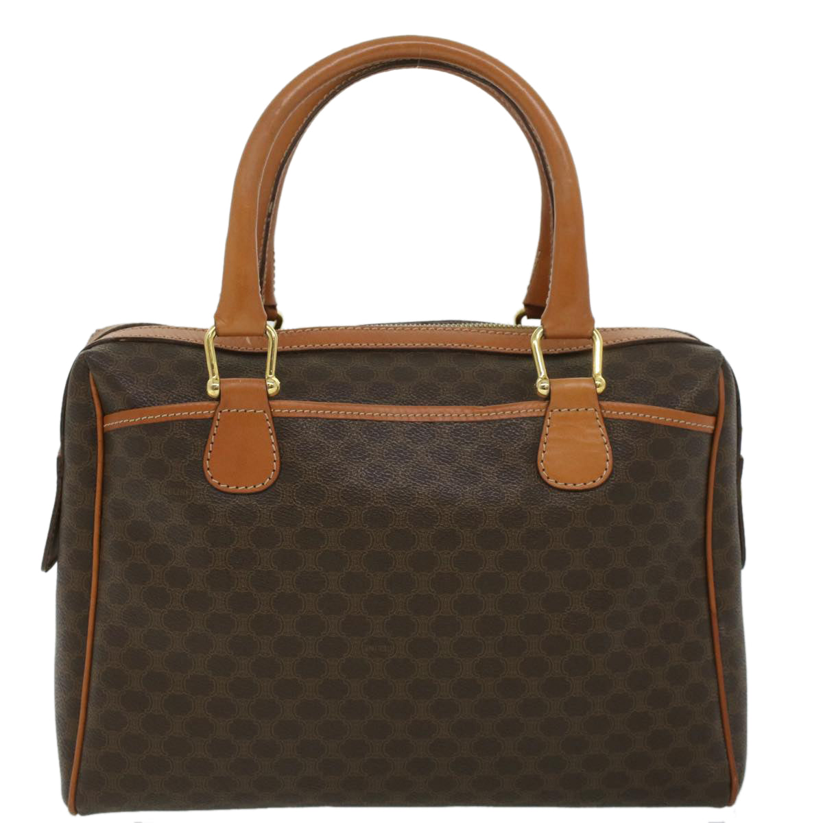 Luxury CELINE Macadam Canvas Hand Bag PVC Leather Brown lt678