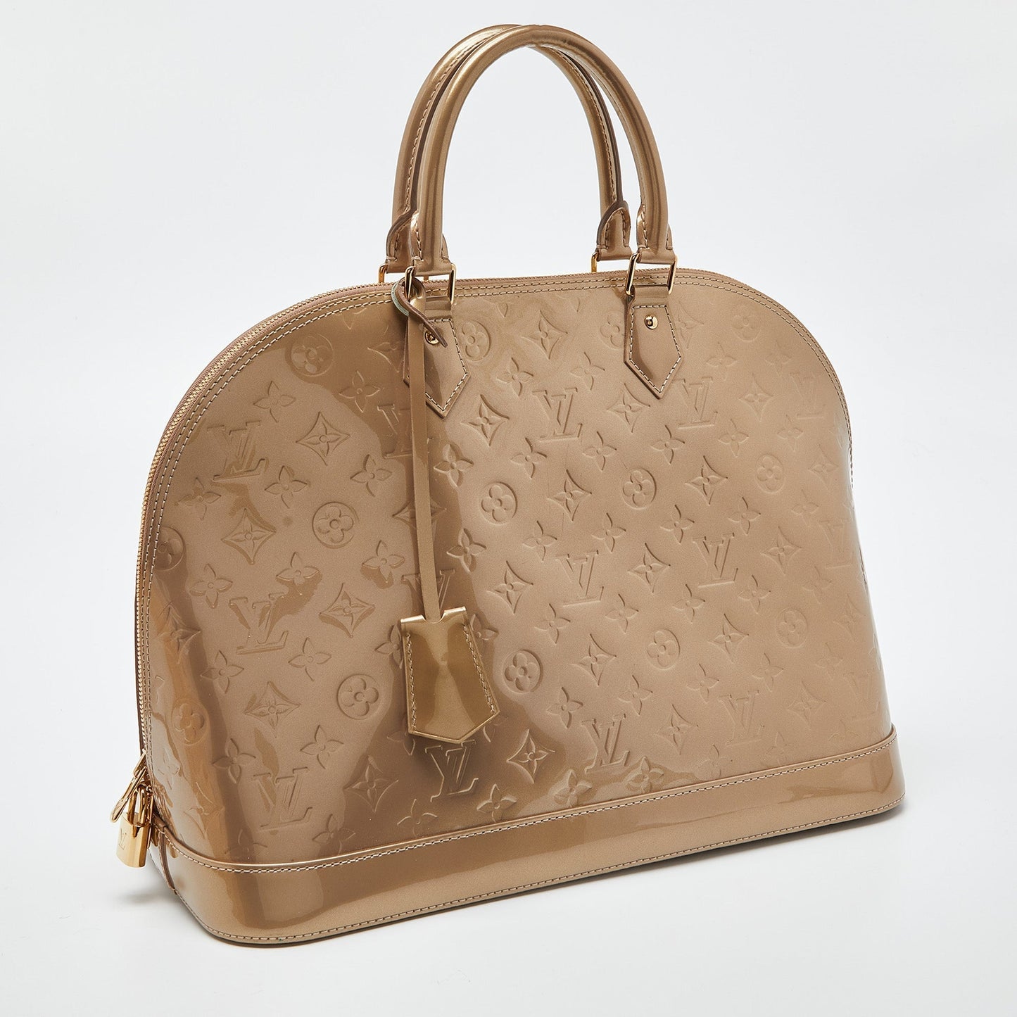 LOUIS VUITTON Beige Poudre Monogram Vernis Alma GM Bag