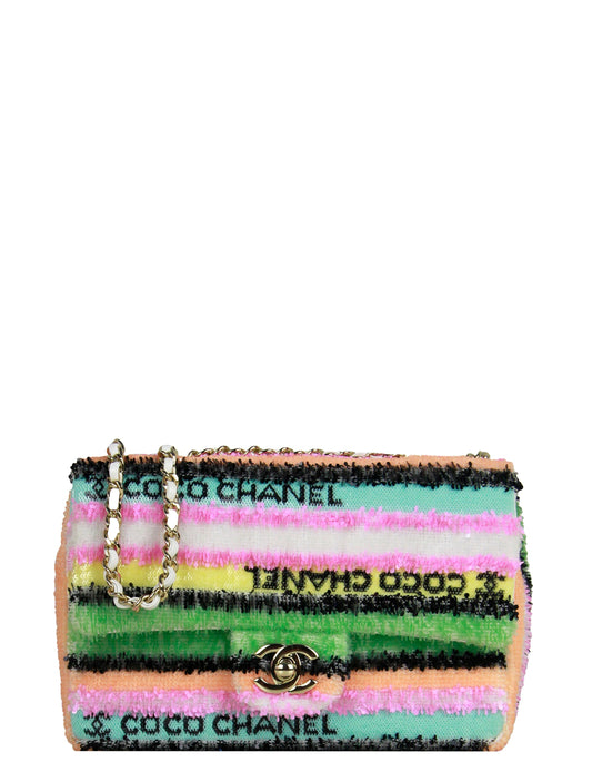 Chanel 2022 Multicolor Pastel Sequin COCO Flap Bag - Rovelle Bags