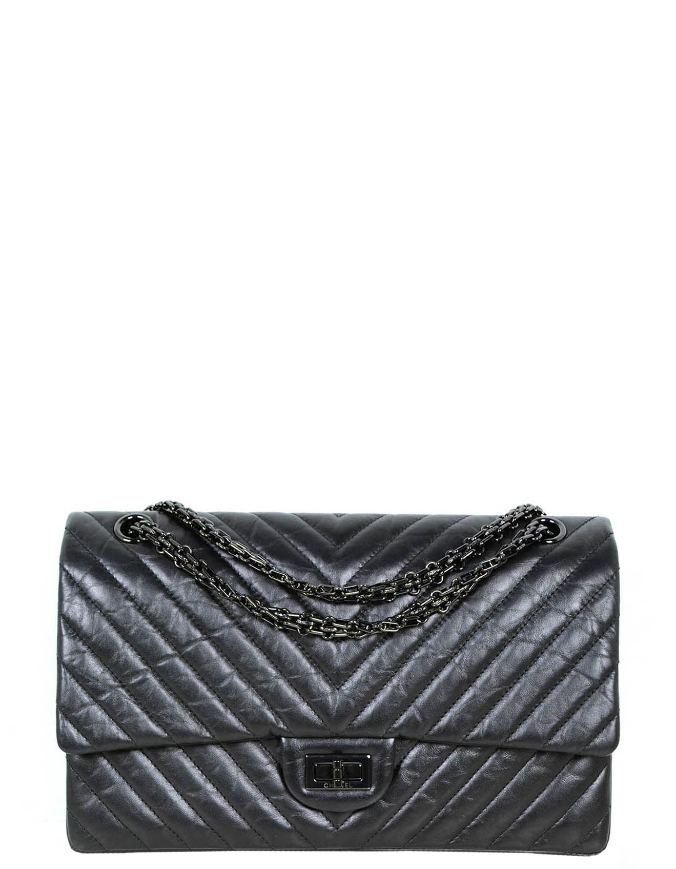 Chanel So Black Calfskin Quilted 2.55 Flap Bag - Rovelle Bags