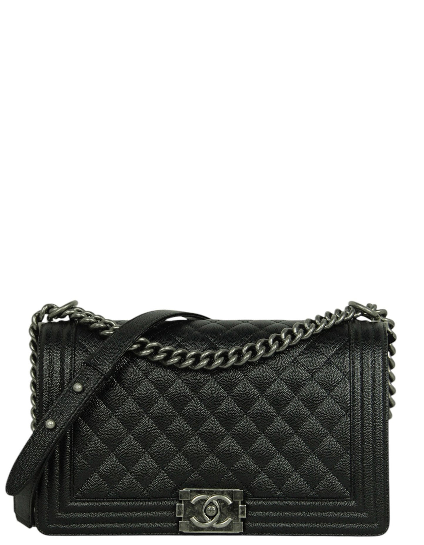 Chanel Black/Ruthenium New Medium Boy Handbag - Rovelle Bags