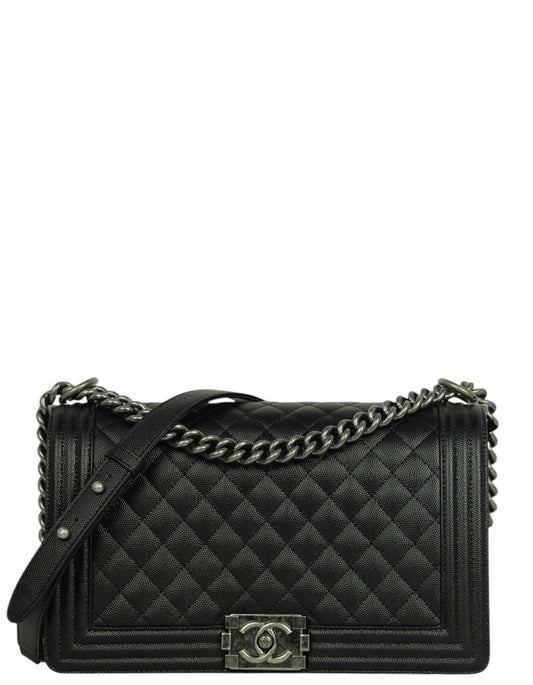 Chanel Black/Ruthenium New Medium Boy Handbag - Rovelle Bags