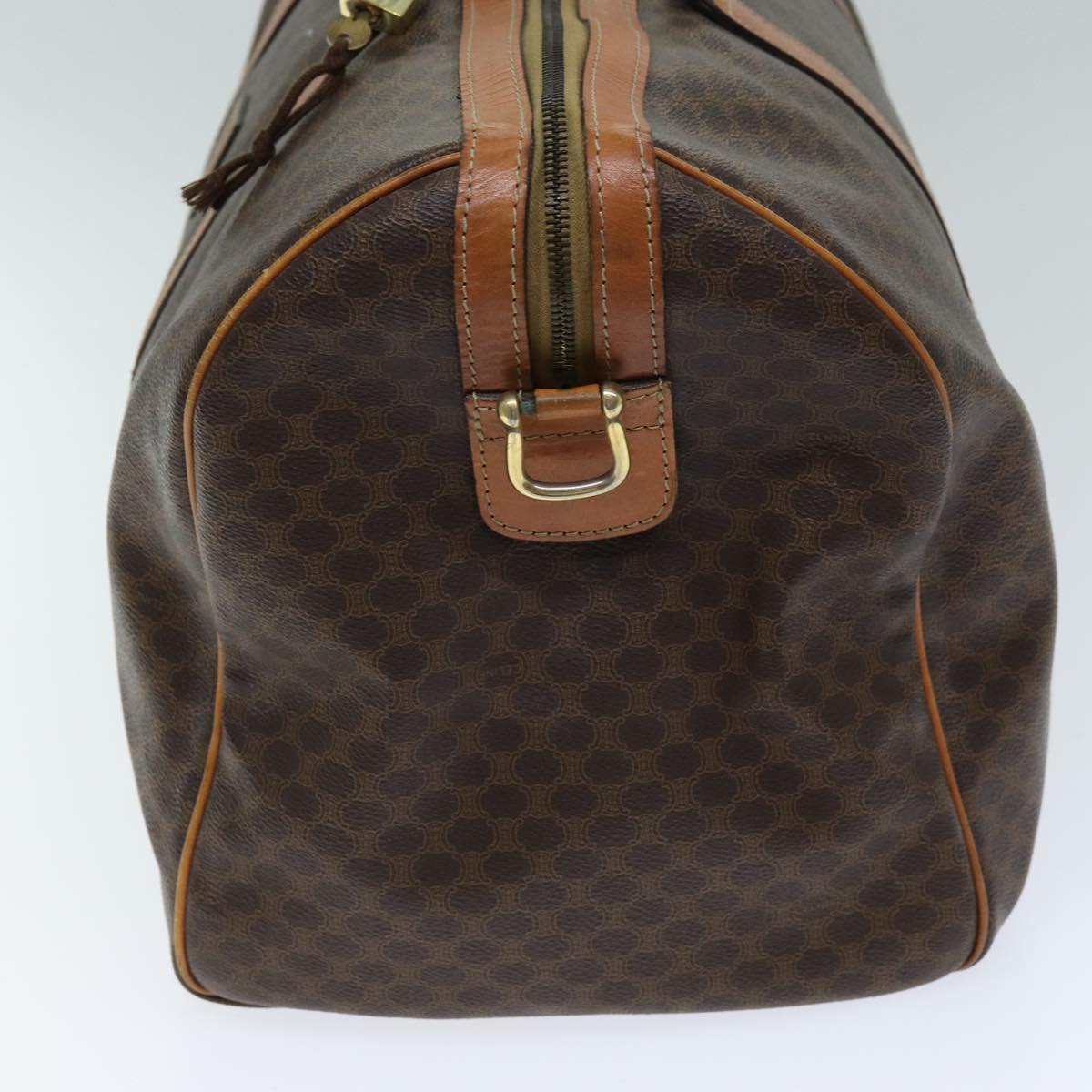 Luxury CELINE Macadam Canvas Boston Bag PVC 2way Brown mr163