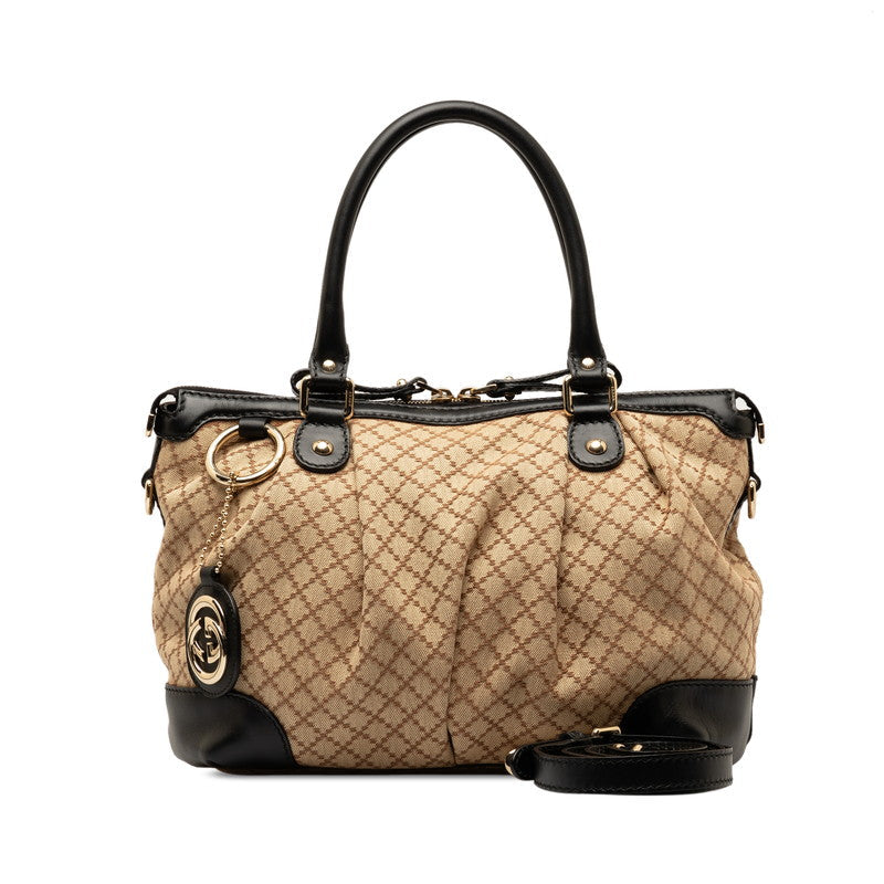 Gucci Sukey Diamante Canvas Leather 2way Bag