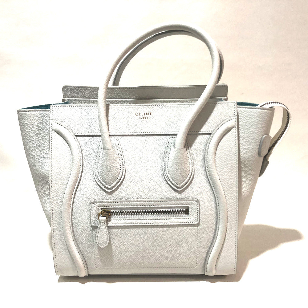 CELINE Handbag leather Off White x Sky Blue Tote Bag Micro shopper Women