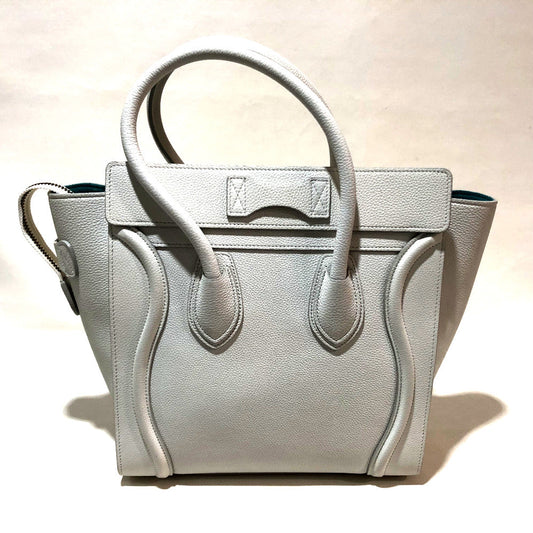 CELINE Handbag leather Off White x Sky Blue Tote Bag Micro shopper Women