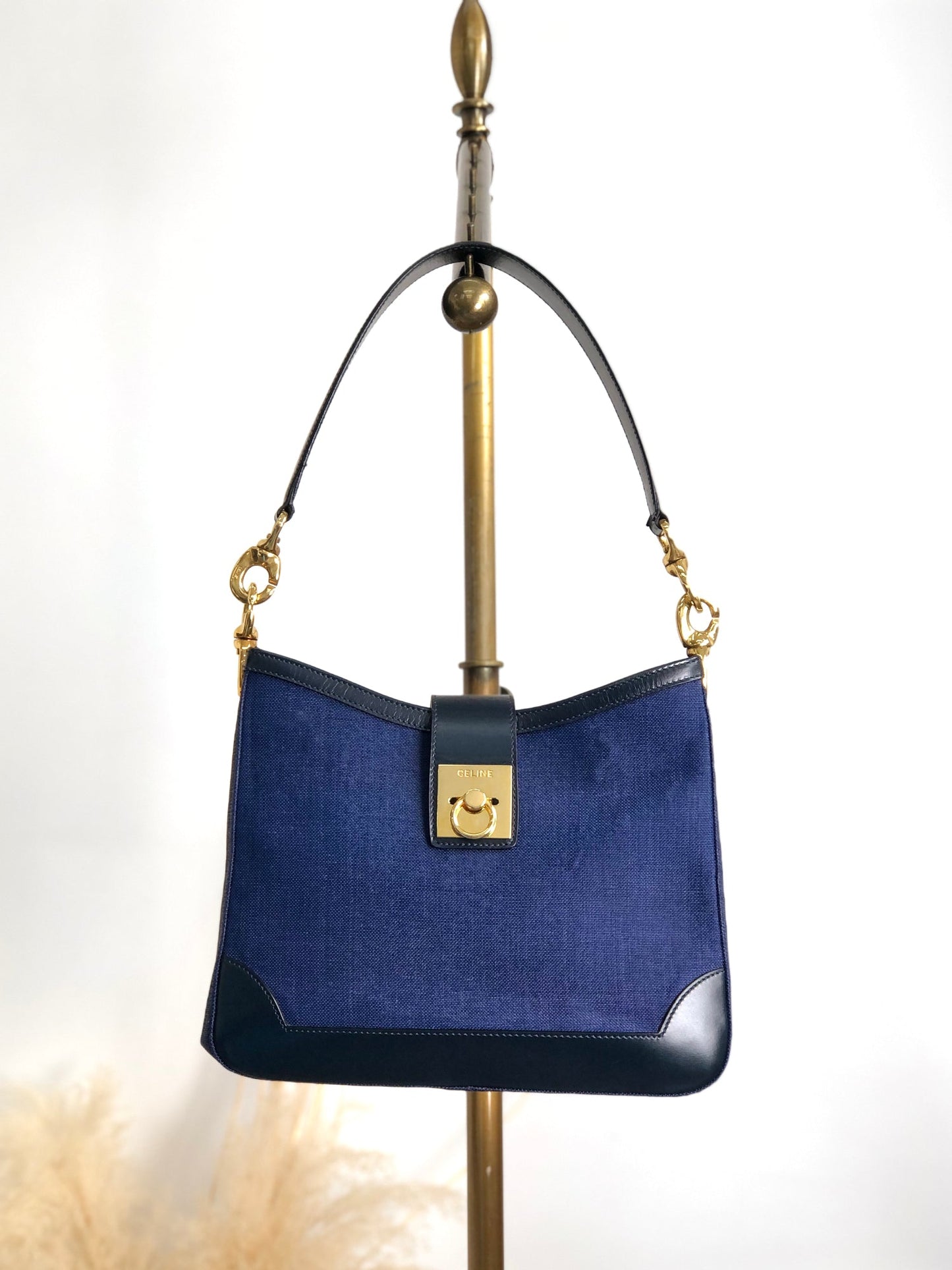 CELINE Gancini Shoulder bag Navy nnpwss