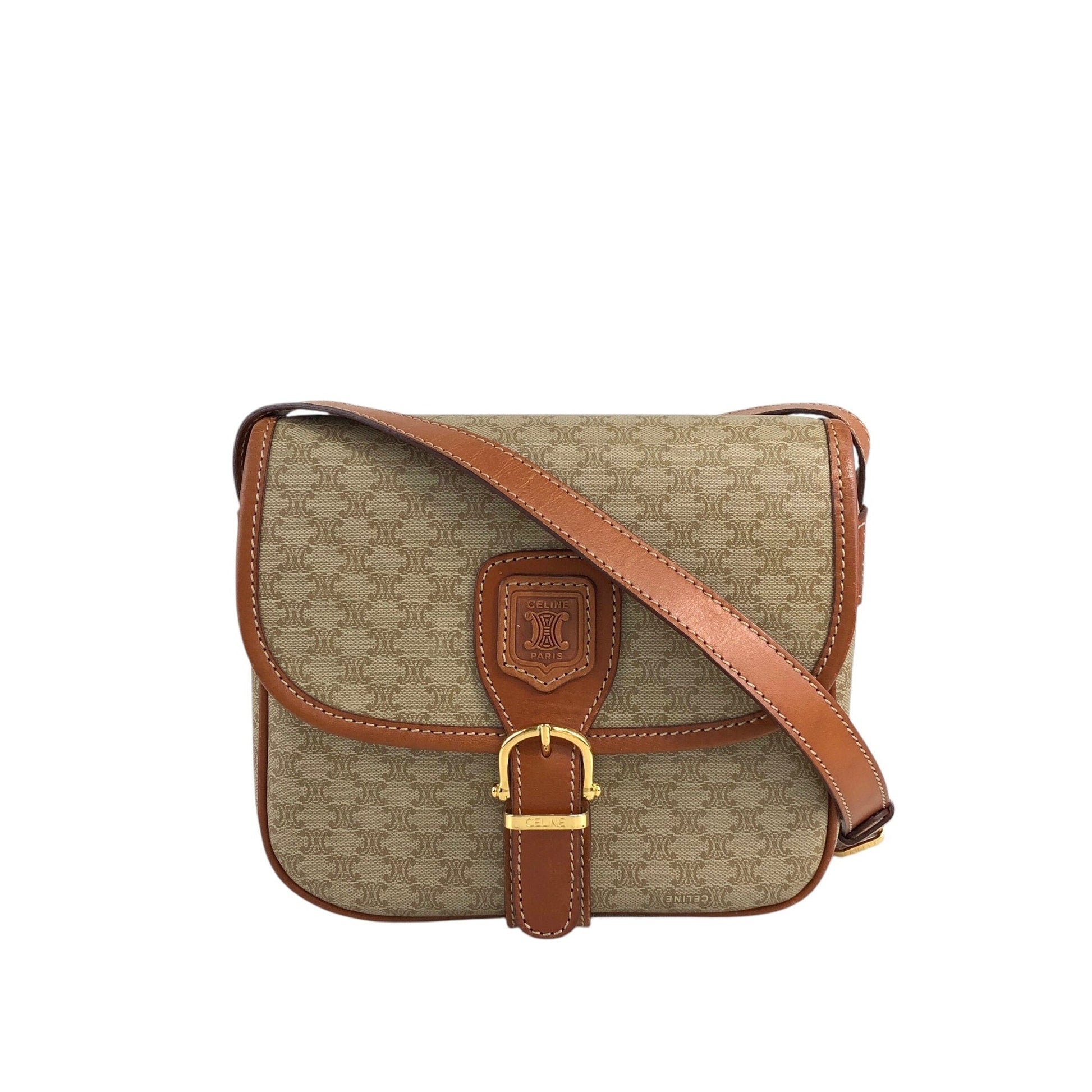 CELINE Front Buckle Shoulder bag Beige 2emg3f