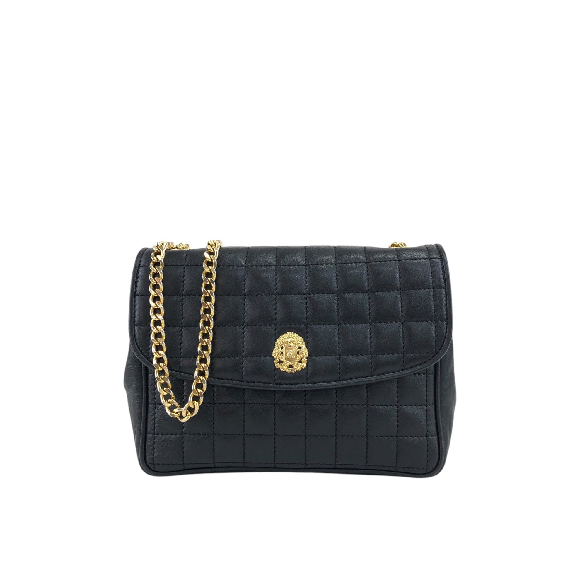 CELINE Emblem Chain Shoulder bag Black 3nk43u