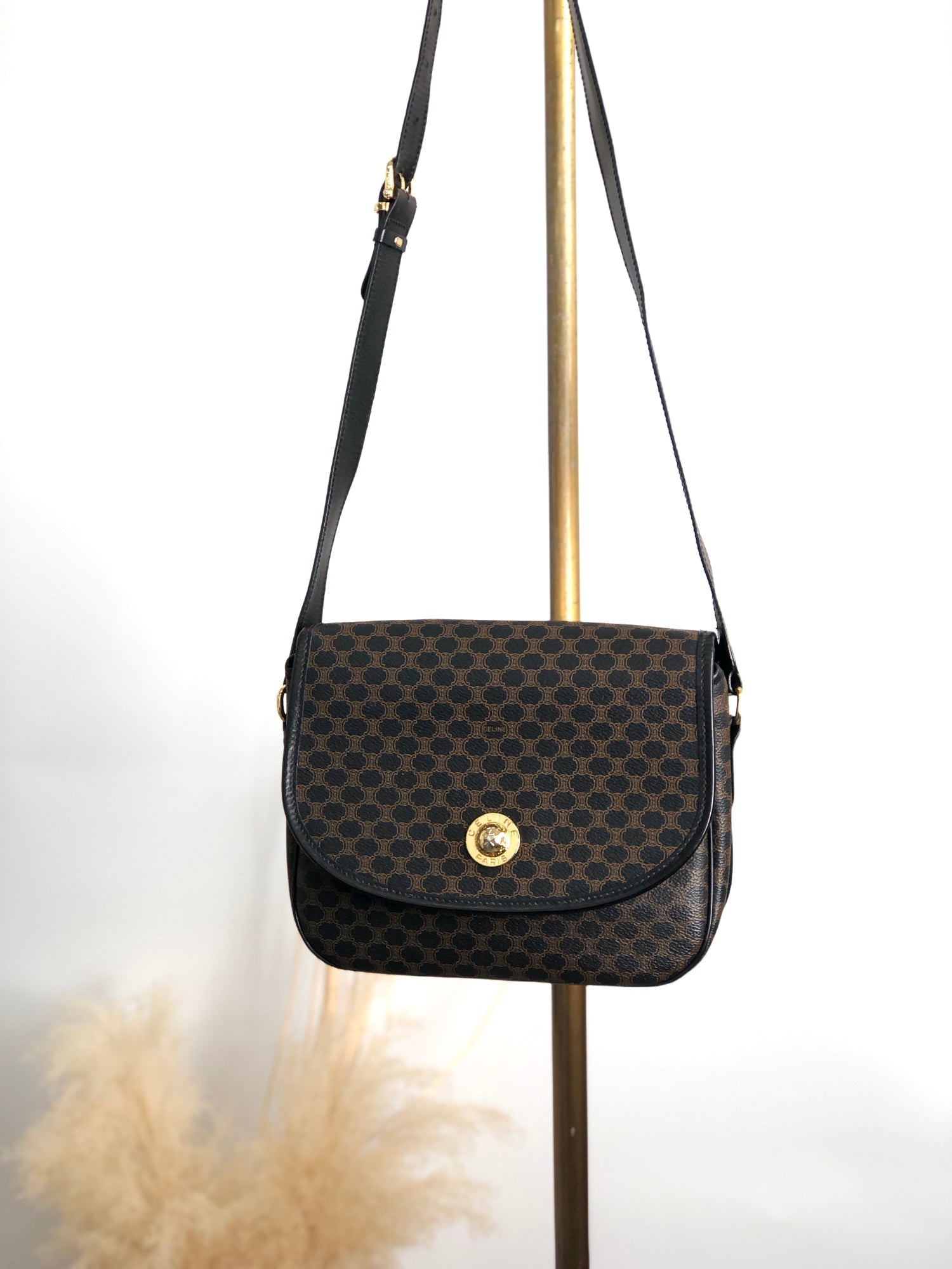 CELINE Macadam Starball Flap Shoulder bag Black a8awaa