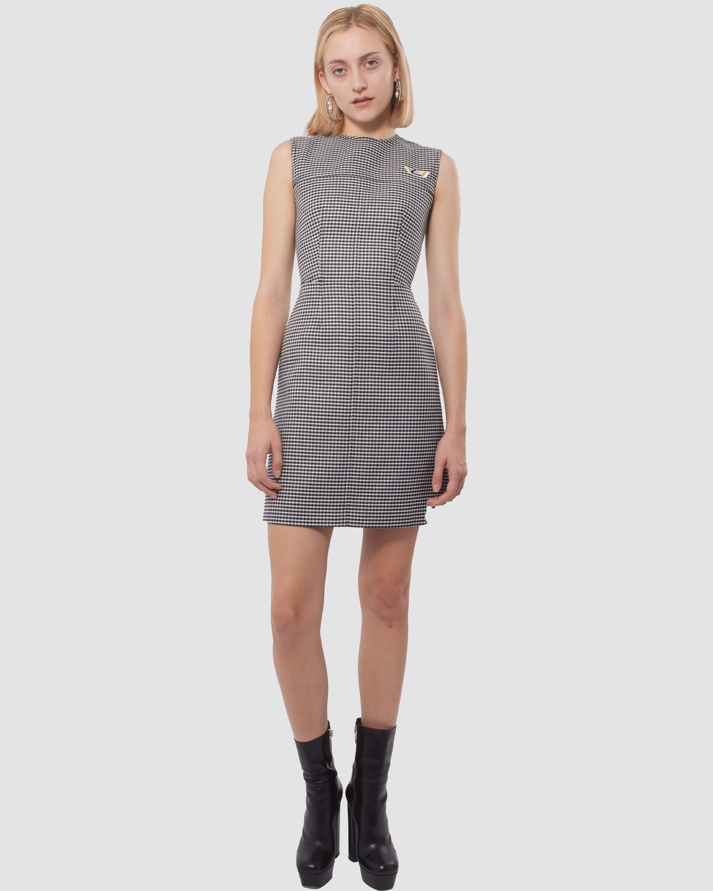 Louis Vuitton Black & White Houndstooth Dress - 34