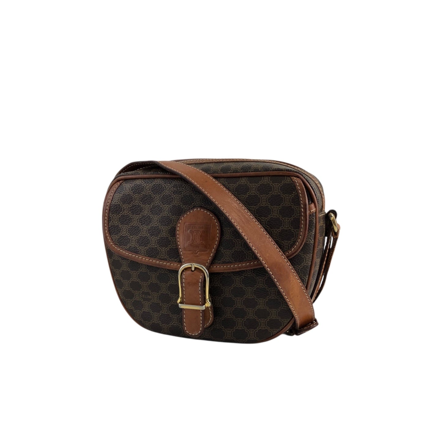 CELINE Macadam Front Buckle Shoulder bag Brown 8cjnf7