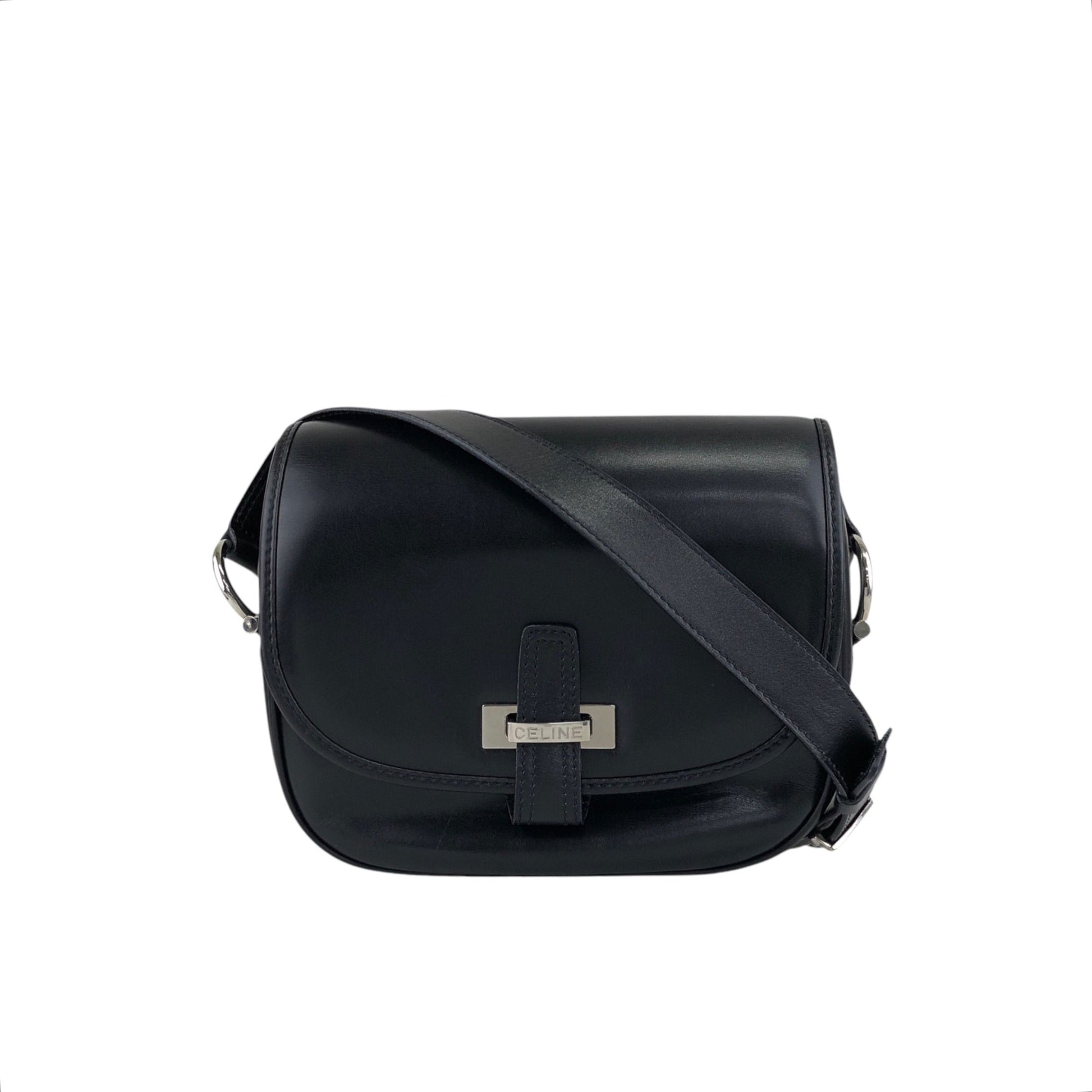 CELINE Front Buckle Shoulder bag Black 3nhdaw