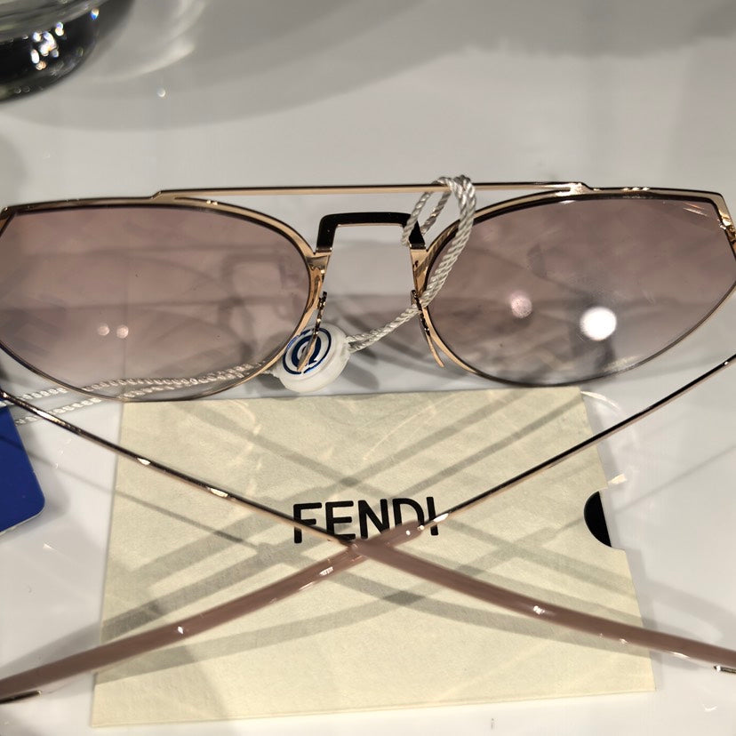 Fendi Geometric Rose Gold Sunglasses