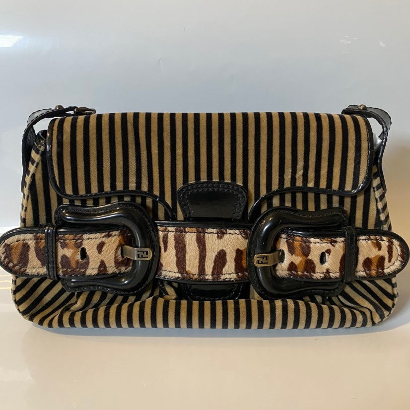 Fendi Baguette Multicolor Suede Shoulder Bag