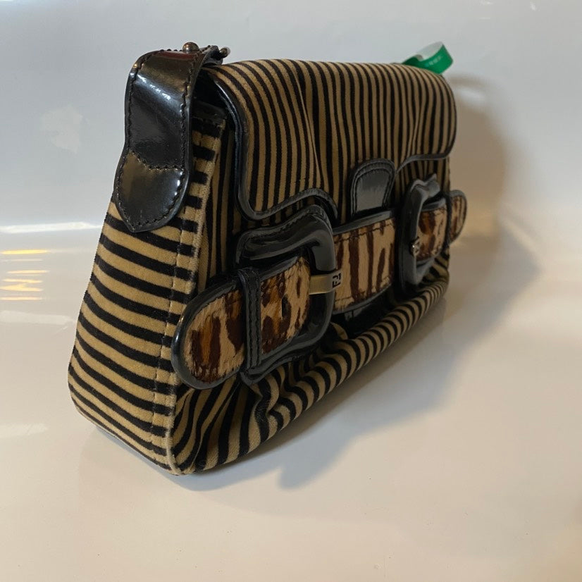 Fendi Baguette Multicolor Suede Shoulder Bag